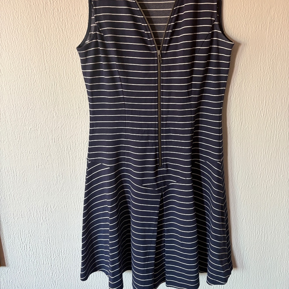Theory Dress Striped Fitted with Zipper in the Front, Size 8 Summer Beach City
